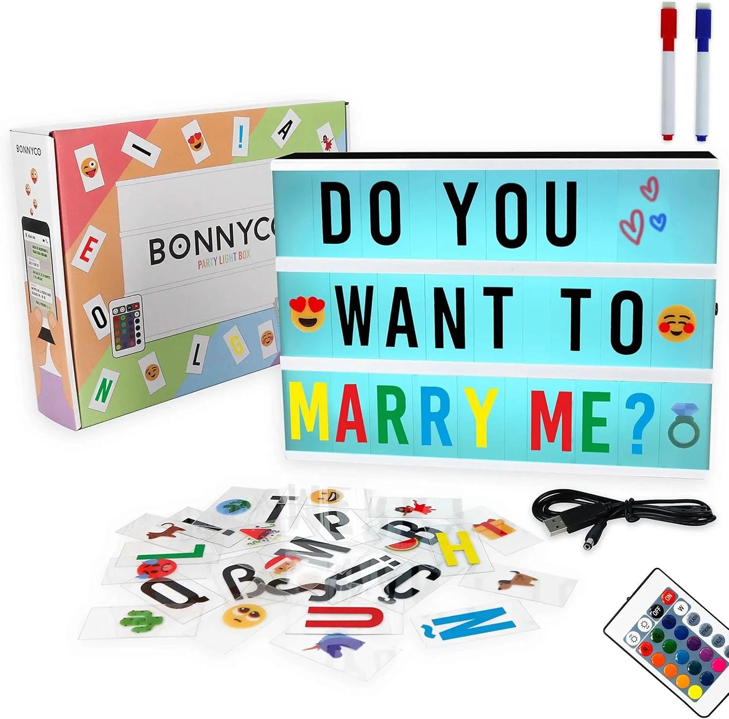 Caja de luz con letras y emojis - Oferta en Amazon